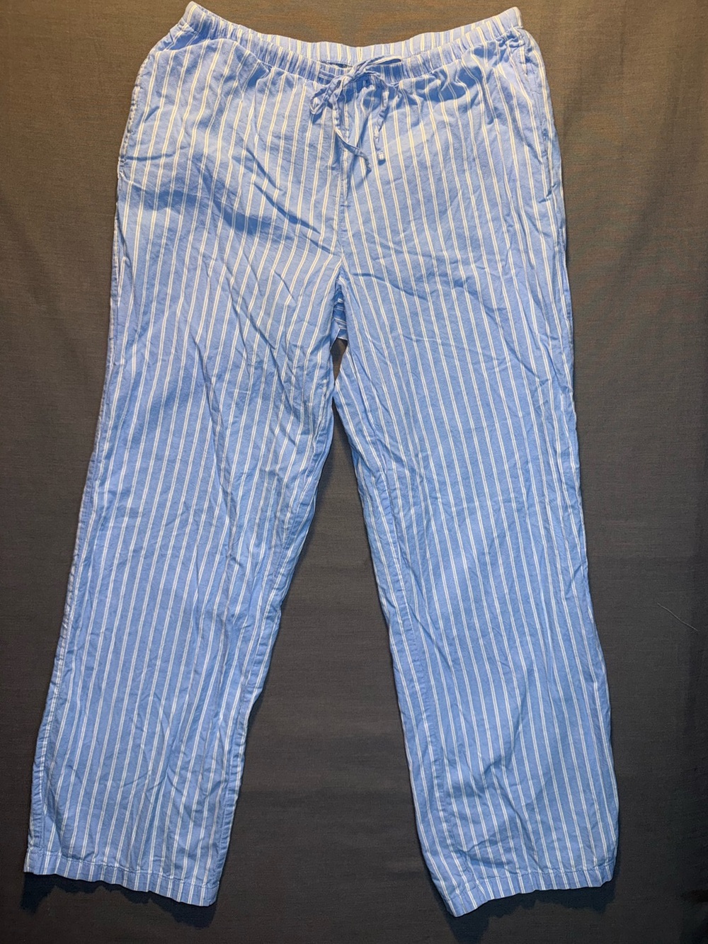 No Boundaries Women’s Light Blue and White Vertical Stripe Lounge Pants. Size XS